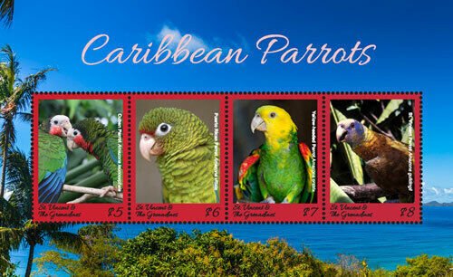 St. Vincent 2018 - Caribbean Parrots Birds - Sheet of 4 Stamps - MNH