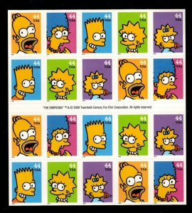 ALLY'S STAMPS US Scott #4399-4403a 44c Simpsons - Pane [20] MNH [W-36a]