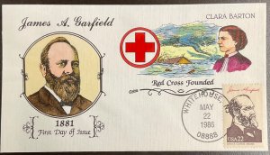 2218a Collins Hand Painted cachet James A. Garfield, Ameripex  ‘86 FDC