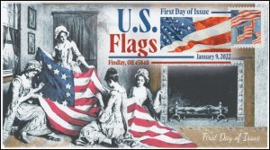 22-027, 2022, Flags, First Day Cover, Digital Color Postmark, American Flags,