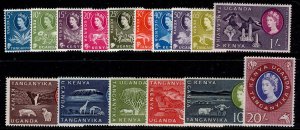 KENYA UGANDA TANGANYIKA QEII SG183-198, 1960-62 complete set, LH MINT. Cat £70.