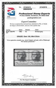 Scott #1229 Pair-2018 PSE Cert GEM 100 OG MNH --PRECANCELED PITTSBURGH PA