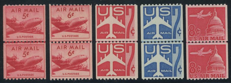 USA - 5 diff Airmail joint line pairs - mostly never hinged - Cat $70.50