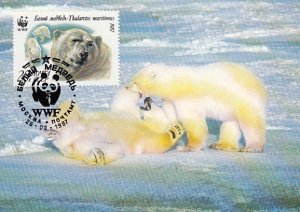 Russia 1987 Maxicard Sc #5543 20k Polar bear WWF