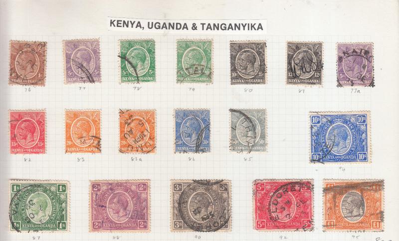 KENYA & UGANDA 1922 SET TO £1 SG 76 TO SG 95 USED