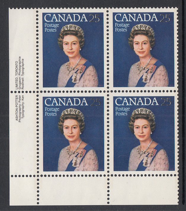 Canada 704 Queen Elizabeth II Inscription Plate Block MNH VF