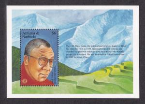 Antigua # 1948, Nobel Prize Winner - Dalai Lama, NH Souvenir Sheet, 1/2 Cat.