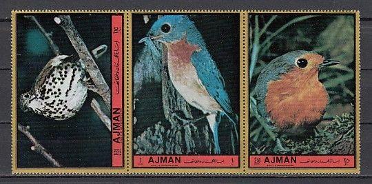 Ajman, Mi cat. 1921-1923 A. Songbirds issue. ^