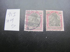 GERMANY 1905/1913 USED SIGNED BPP  MI. 91Ix+y 2 TYPES SC 88 VF/XF 103 EURO (113)