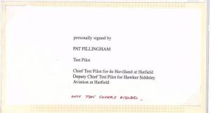 Ap341 1998 Heathrow Airport London Personally Signed *Pat Fillingham* Test Pilot