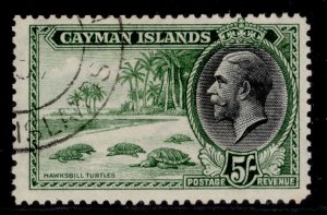 CAYMAN ISLANDS GV SG106, 5s green & black, FINE USED. Cat £70.
