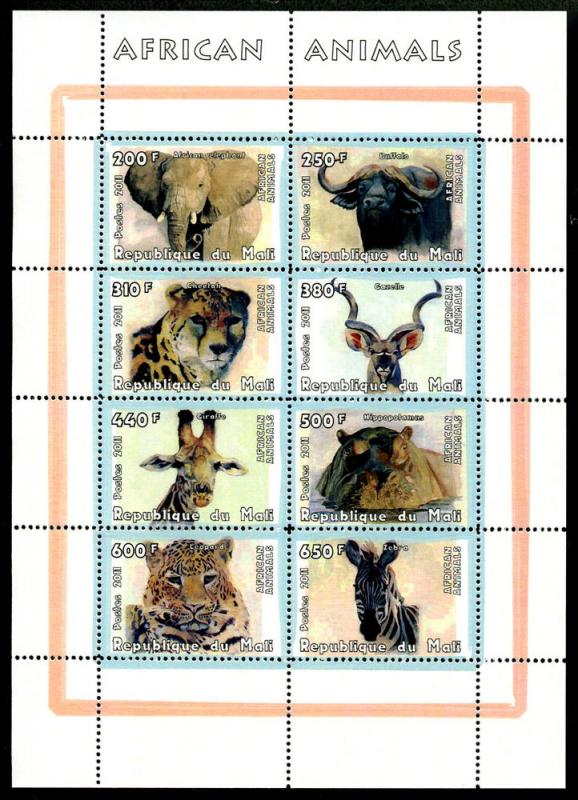 MALI SHEET WILDLIFE WILDCATS ELEPHANTS HIPPOS