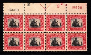 U.S. #620 VF OG Plate block of 8. 6 stamps NH Attractive!