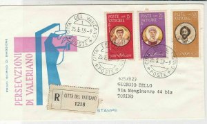 Vatican 1959 Regd Vatican City Label Vatican Cancels Stamps FDC Cover Ref 35086