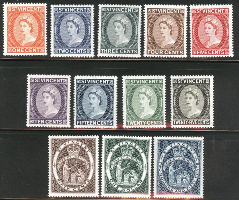 St Vincent Scott 186-197 MNH** 1955 QE2 set CV$44