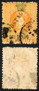 Grenada 1883 SG29a 1d orange Opt Postage Type 12 diagonally Unsevered Pair