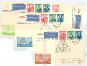 Austria 526 Fipex Wien airmail set of 4 printed to private order HG 165 (catalogue used 47.50). The first card imprint correspon