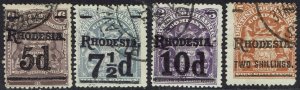 RHODESIA 1909 ARMS SURCHARGE SET USED
