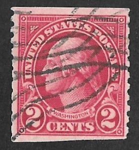 599 2 cent Washington, Carmine Coil Stamp used F-VF