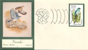 #1980 Nevada Birds - Flowers Double A FDC