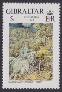 Gibraltar 412 Christmas Dürer Madonna with Animals 5p single MNH 1978