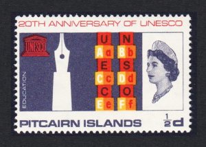 Pitcairn 20th Anniversary of UNESCO ½d 1966 MNH SC#64 SG#61