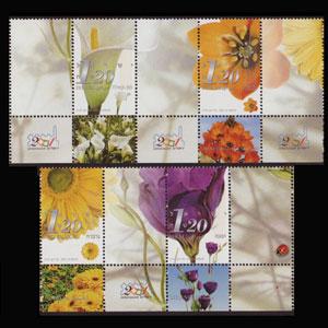 ISRAEL 2001 - Scott# 1439a-d Flowers tab Set of 4 NH