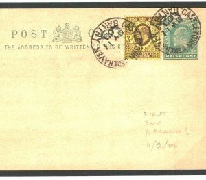 GB IRELAND Card KEVII 3d DLR *New Issue* 1902 Cover V.EARLY USE Bantry CDS MC112