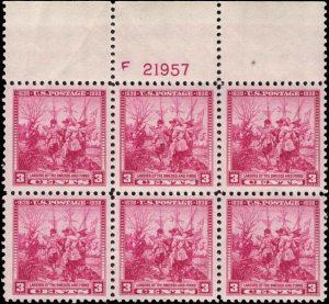 US #836 DELAWARE MNH TR PLATE BLOCK #21957 DURLAND $3.00 