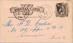 United States Indiana Huntingsburgh 1882 maltese cross  1842-1893  Postal Card.