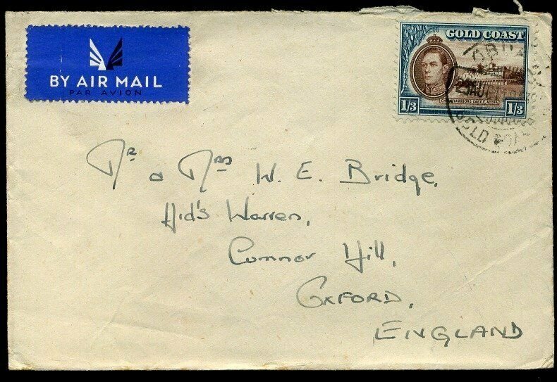 Gold Coast WWII 1943 KGVI SG129 1/ 3d Obuasi to Oxford