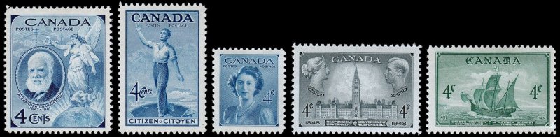 Canada Scott 274, 275, 276, 277, 282 (1947-49) Mint LH VF M