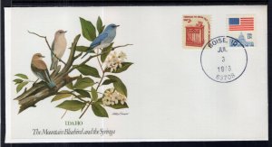 US State Bird and Flower,Bluebird,Syringa,ID Fleetwood 1978 Cover