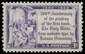 PCBstamps   US #1014 3c Gutenberg Bible, MNH, (46)