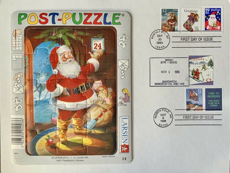 HNLP Hideaki Nakano 3115 Santa Claus Dec 24 Canada 1628A w/ Puzzle Envelope 