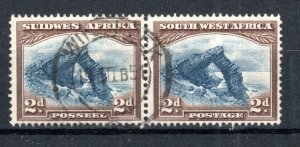 South West Africa 1931 2d Bogenfels  SG 76 FU CDS horizontal pair
