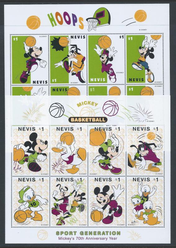 Nevis #1118-19 NH Disney - Mickey 70th Anniv/Sports (2 Sh...