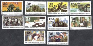 United States #2981a-j 32¢ 1945 World War II Events (1995). Ten singles. MNH