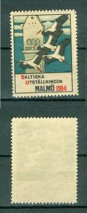 Sweden. 1913 Poster Stamp. MNH. Baltic Exhibition Malmo. Birds.