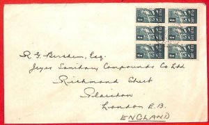 aa3813 - SOUTH AFRICA - POSTAL HISTORY -  2 1/2 rate on COVER to  ENGLAND 1940's