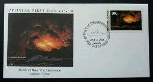 Marshall Islands Battle Of The Cape Esperance 1992 War Ship Vehicle (stamp FDC)