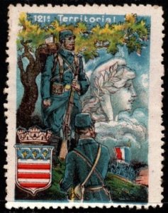 1914 WW One France Delandre Poster Stamp 121st Territorial Infantry Regiment