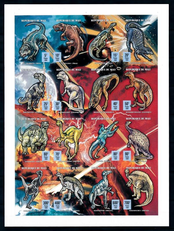 [76551] Mali 1994 Prehistoric Animals Dinosaurs Imperf. Sheet MNH