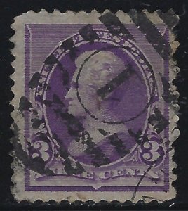Scott # 221  Lot E288  3c Jackson  purple  Used
