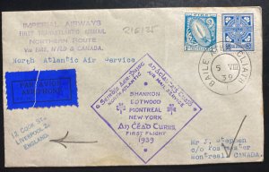 1939 Dublin Ireland First Transatlantic Flight Cover FFC To Montreal Canada