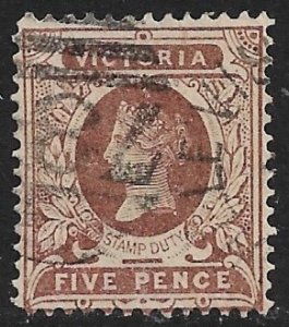 VICTORIA 1890-95 5d Chocolate QV Portrait Issue Sc 173 VFU