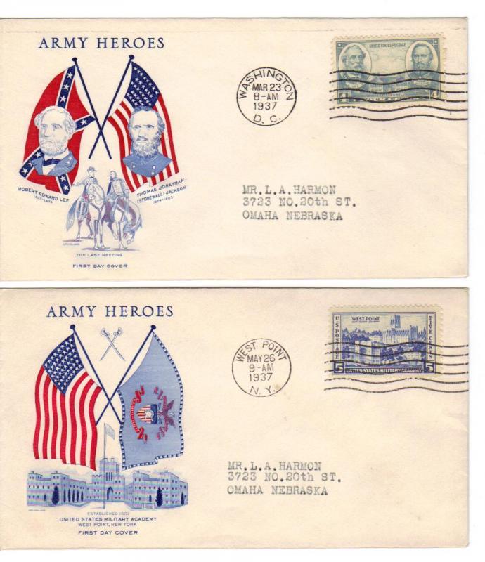 US 785 - 787 (PL-15) Set of 5 FDCs Grimsland Cachets ECV $75.00