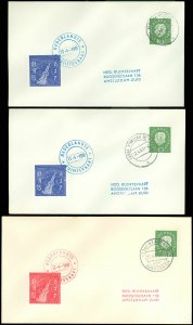 DEC 4, 1961 GERMANY Netherlands Rocket Mail SET of 3 Covers! 2 Purple, 1 Red!