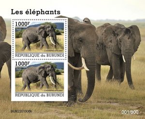 BURUNDI - 2022 - Elephants - Perf 2v Souv Sheet - Mint Never Hinged