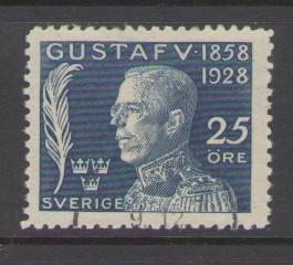 Sweden Sc B36 1928  25 ore 70th Birthday Gustaf V stamp used